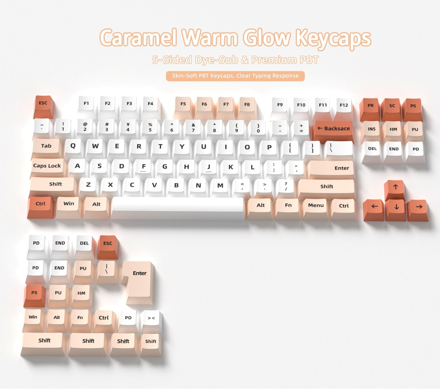 Caramel Warm Glow Cherry PBT Keycaps