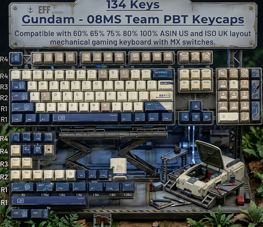 Gundam 08MS Mecha Cherry PBT Keycaps