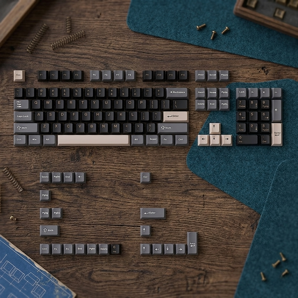Black Beige Gray Doubleshot Cherry PBT Keycaps