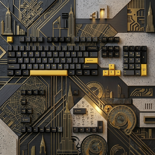 Black Gray Yellow Cherry Doubleshot PBT Keycaps