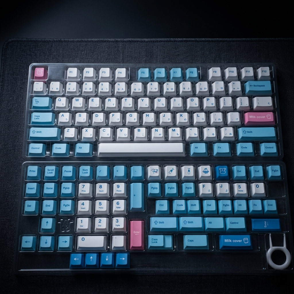 Milk Cap Japanese Cherry PBT Keycaps