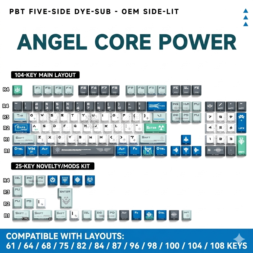 Nuclear Power Cherry Dual Legends Shinethrough Keycaps