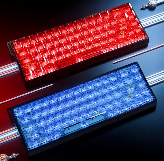 Red & Blue Samurai Transparent Cherry Keycaps