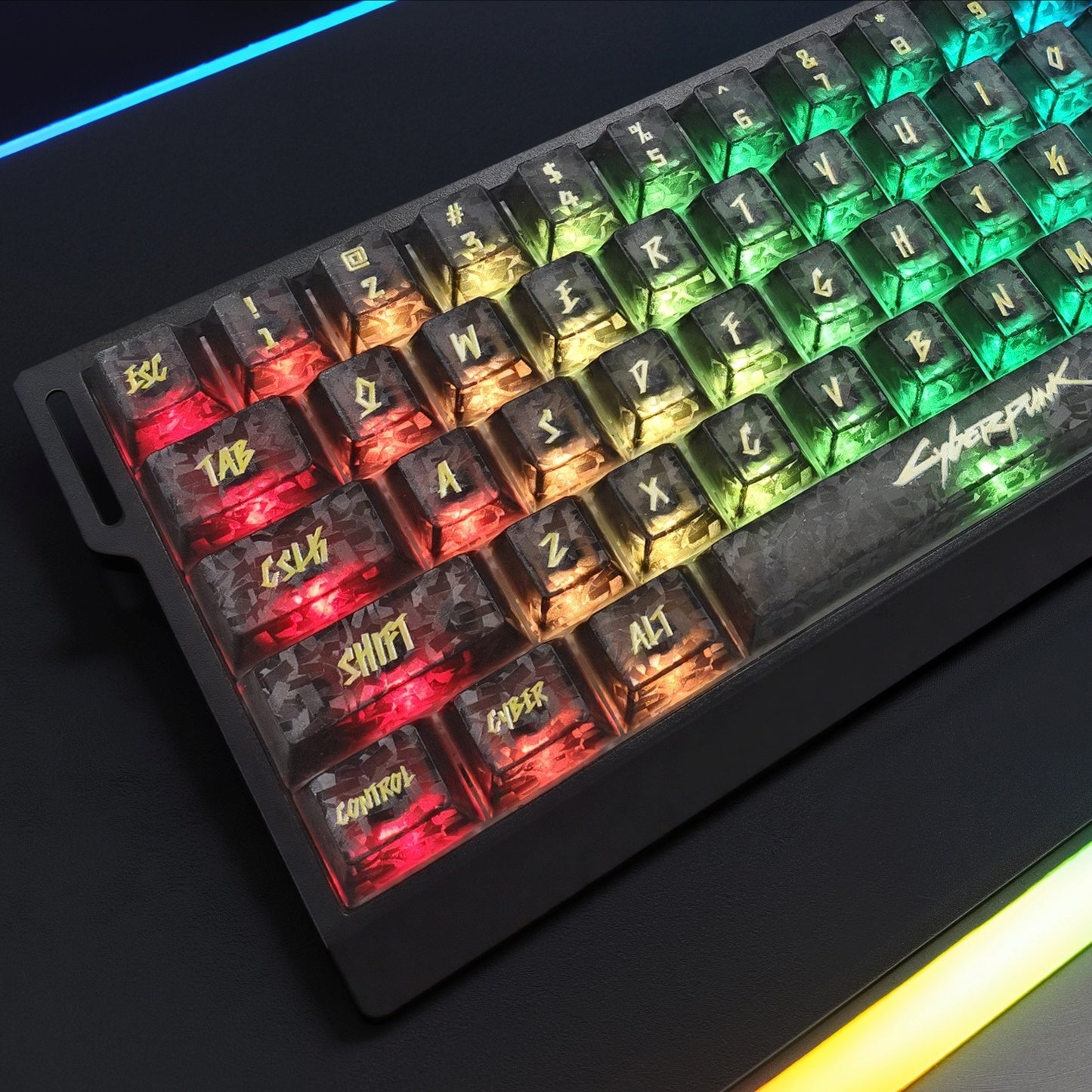 Cyberpunk Carbon / Transparent English Japanese Cherry Keycaps