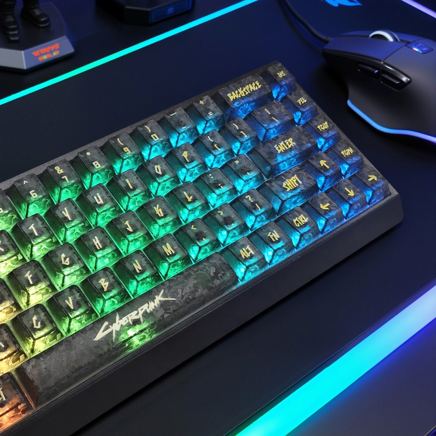 Cyberpunk Carbon / Transparent English Japanese Cherry Keycaps