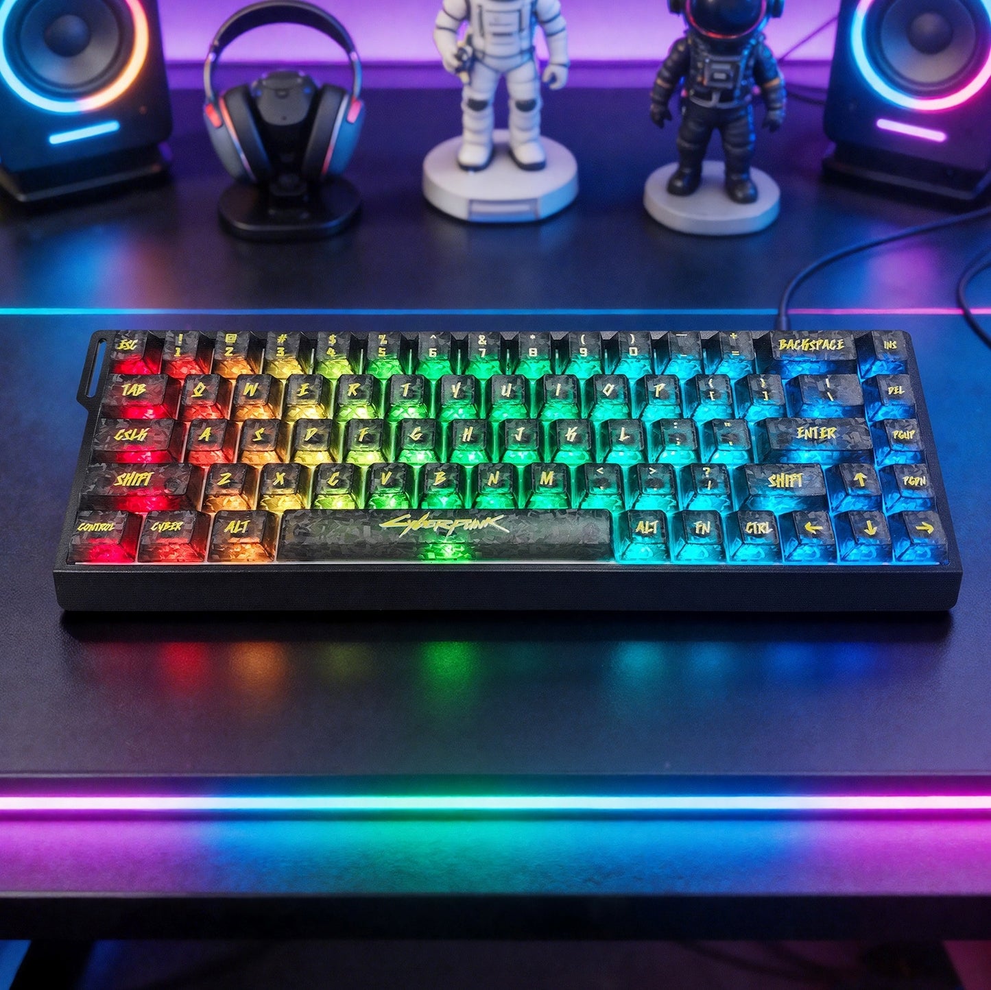 Cyberpunk Carbon / Transparent English Japanese Cherry Keycaps