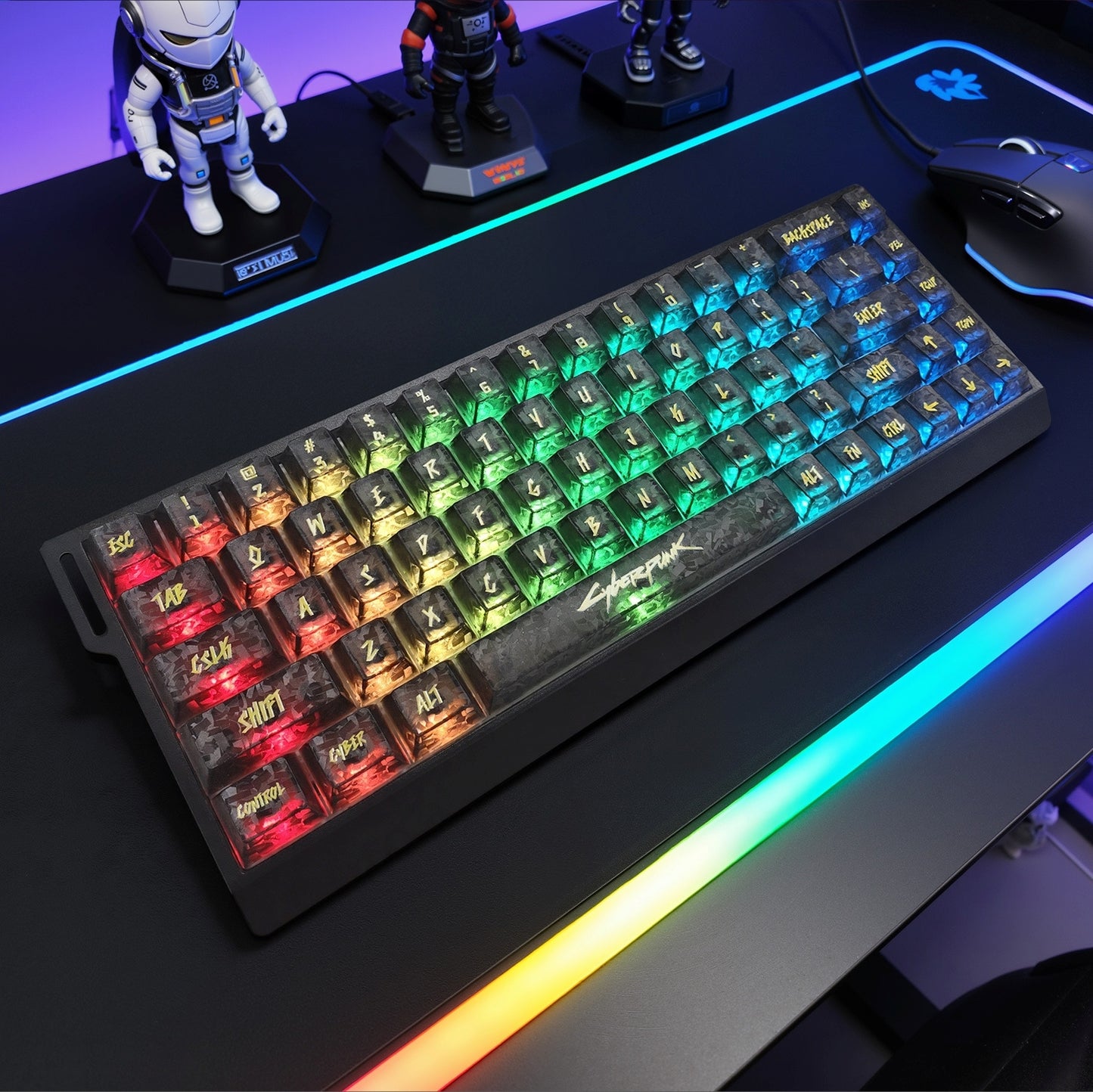 Cyberpunk Carbon / Transparent English Japanese Cherry Keycaps
