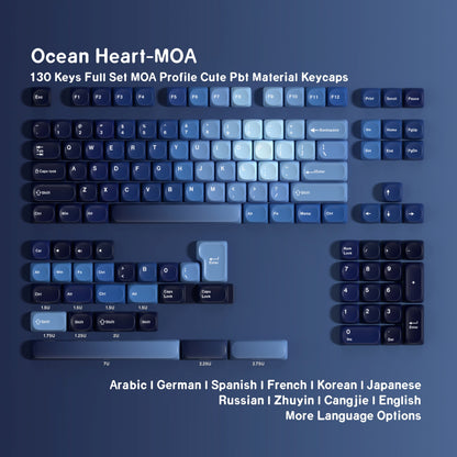 Ocean Heart Moa PBT Keycaps