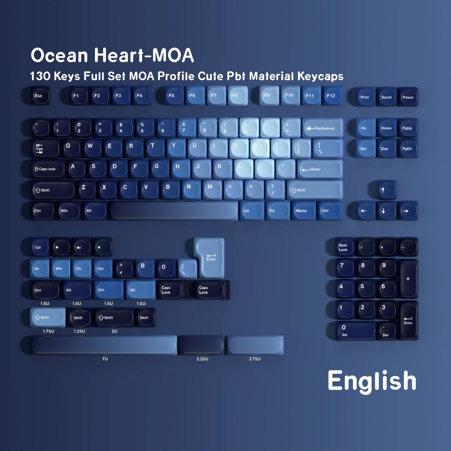 Ocean Heart Moa PBT Keycaps