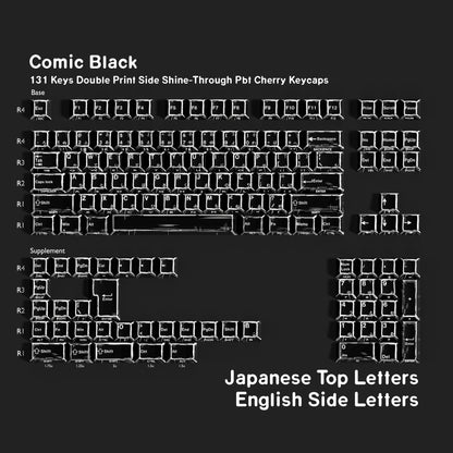 Comic Black Dual Legends Backlit Keycaps