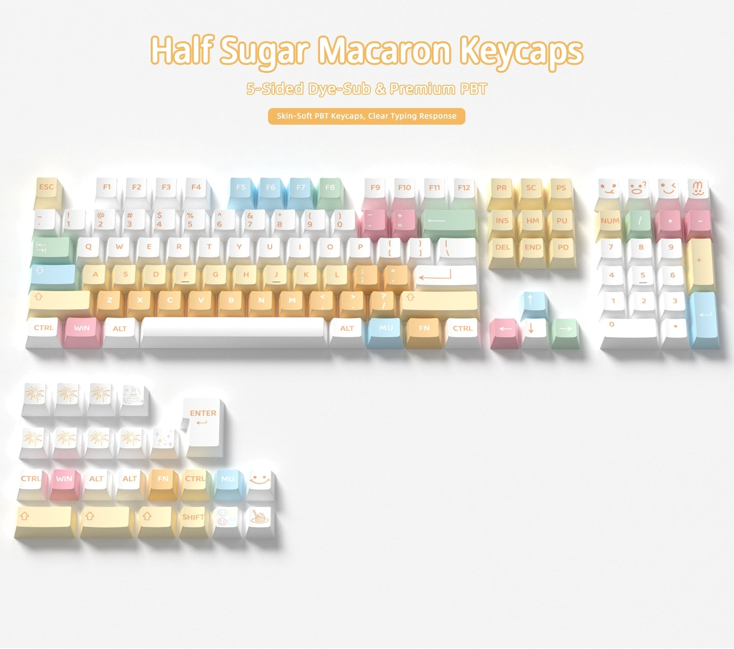 Sugar Macaron Cherry PBT Keycaps