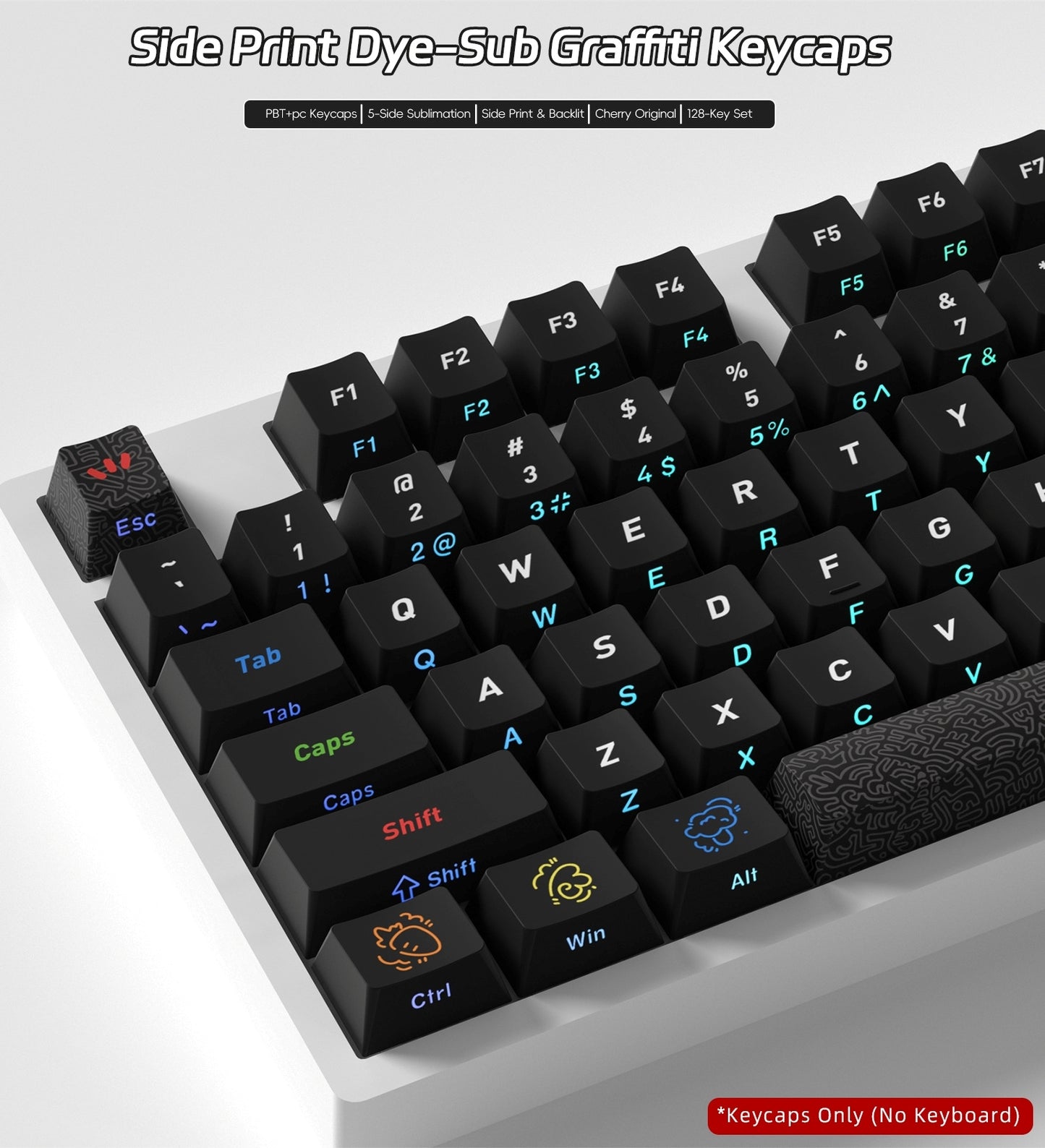Dark Graffiti Side Backlit Cherry PBT Keycaps