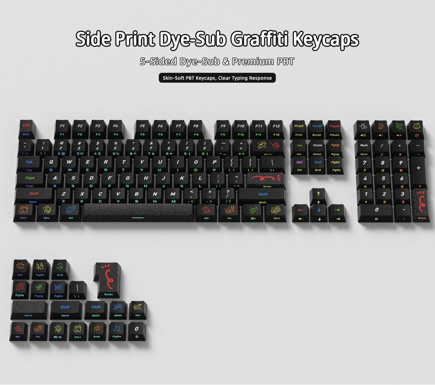 Dark Graffiti Side Backlit Cherry PBT Keycaps
