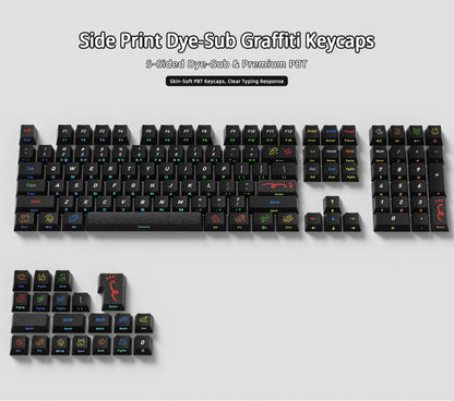 Dark Graffiti Side Backlit Cherry PBT Keycaps