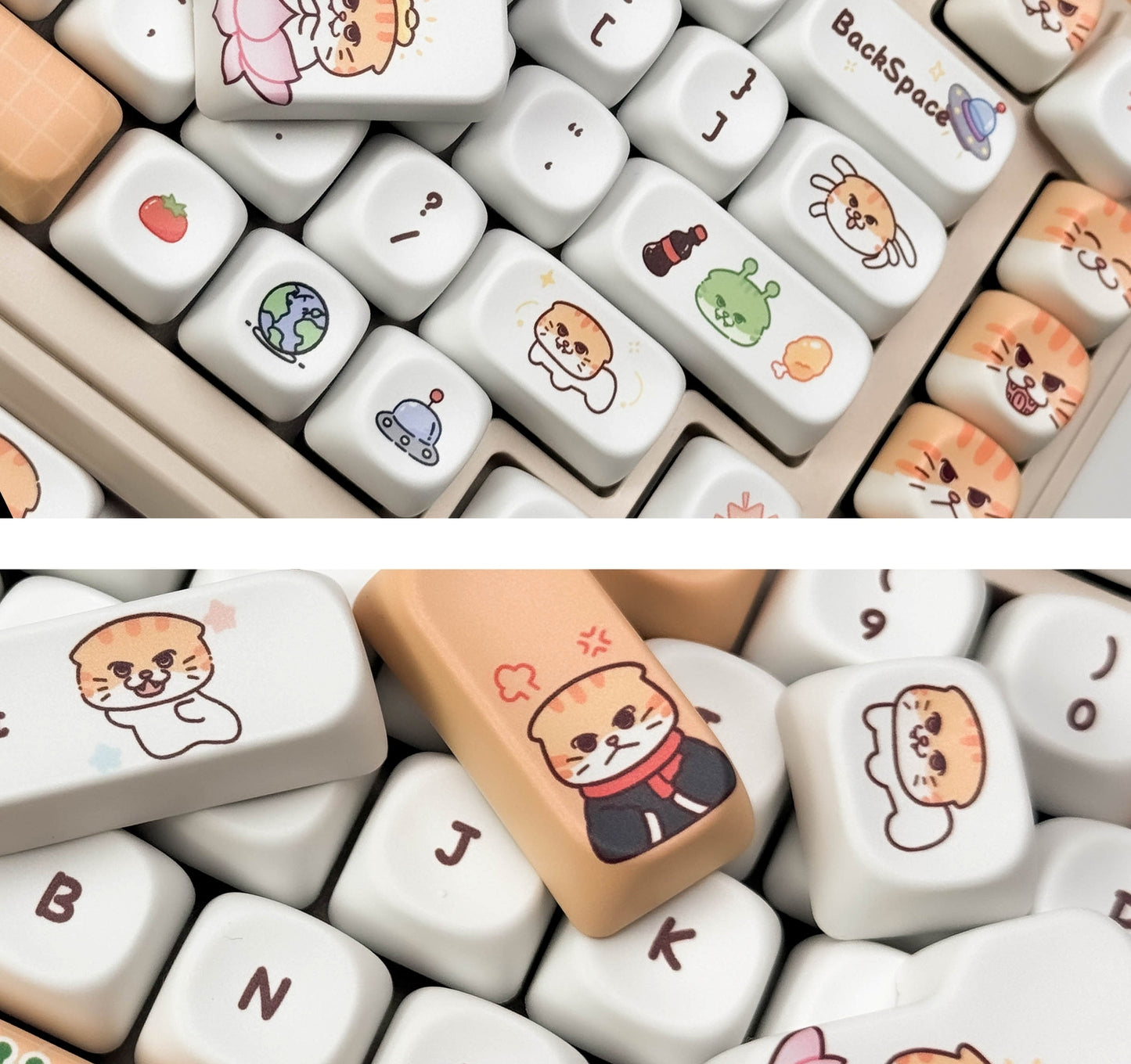 Chaos Kitties MOA PBT Keycaps Mac Compatible