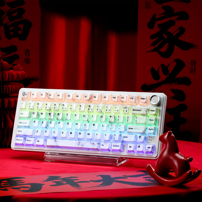Premium Full Ceramic White Marble Cherry Keycaps With Collector Storage Box