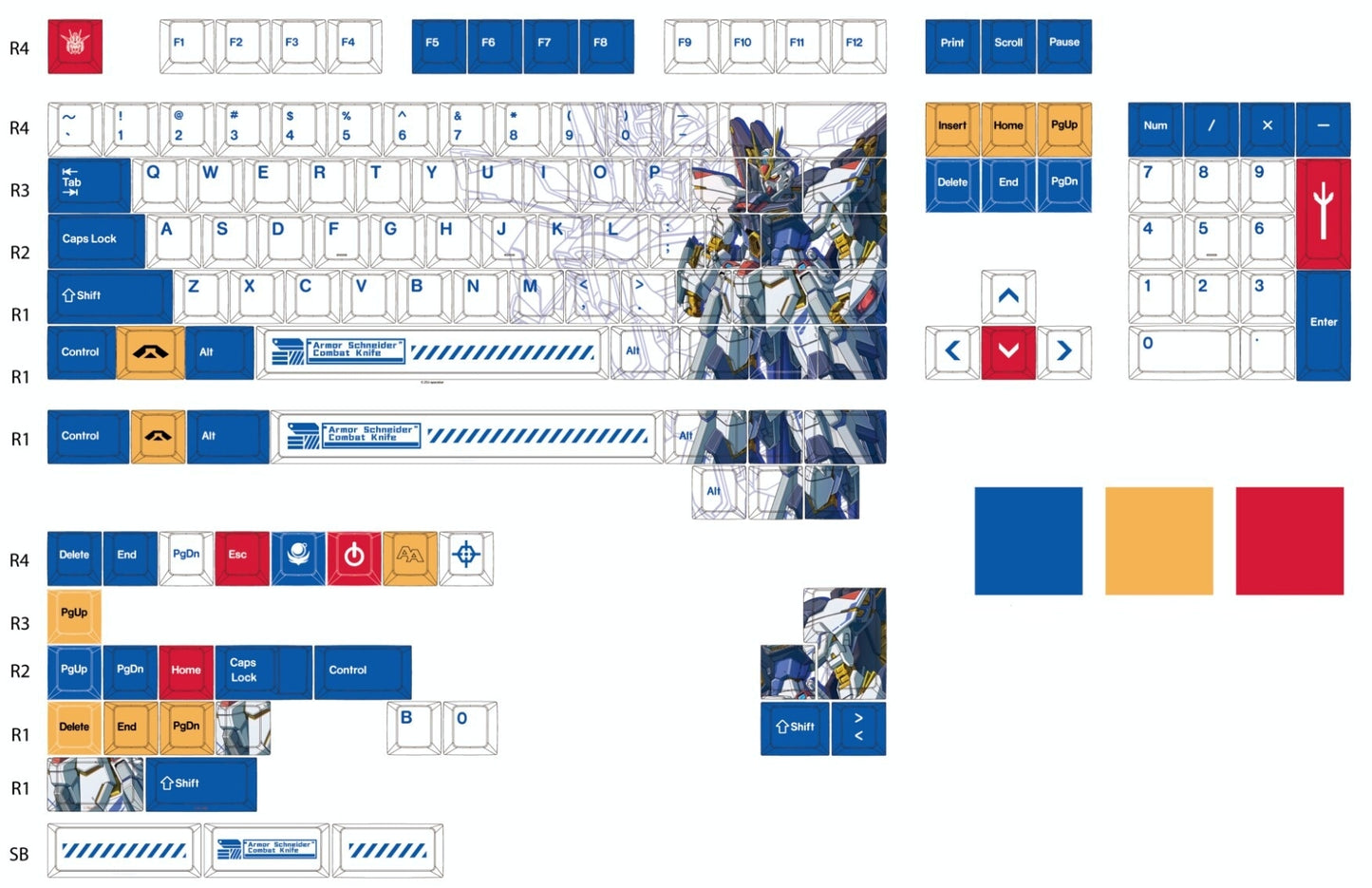 Gundam V3 Cherry PBT Keycaps