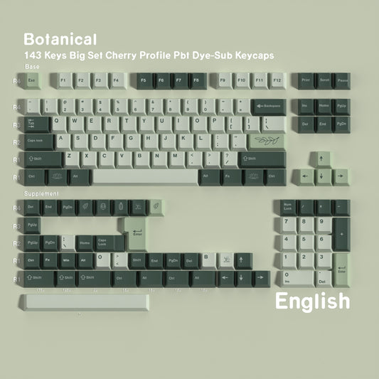 Botanical Garden Inspired 1.7mm Thick Japanese English PBT Keycaps