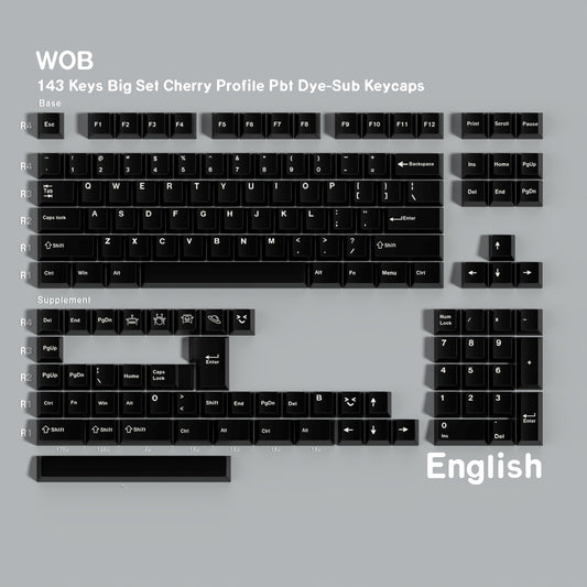 WOB Noir 1.7mm Thick Japanese English PBT Keycaps