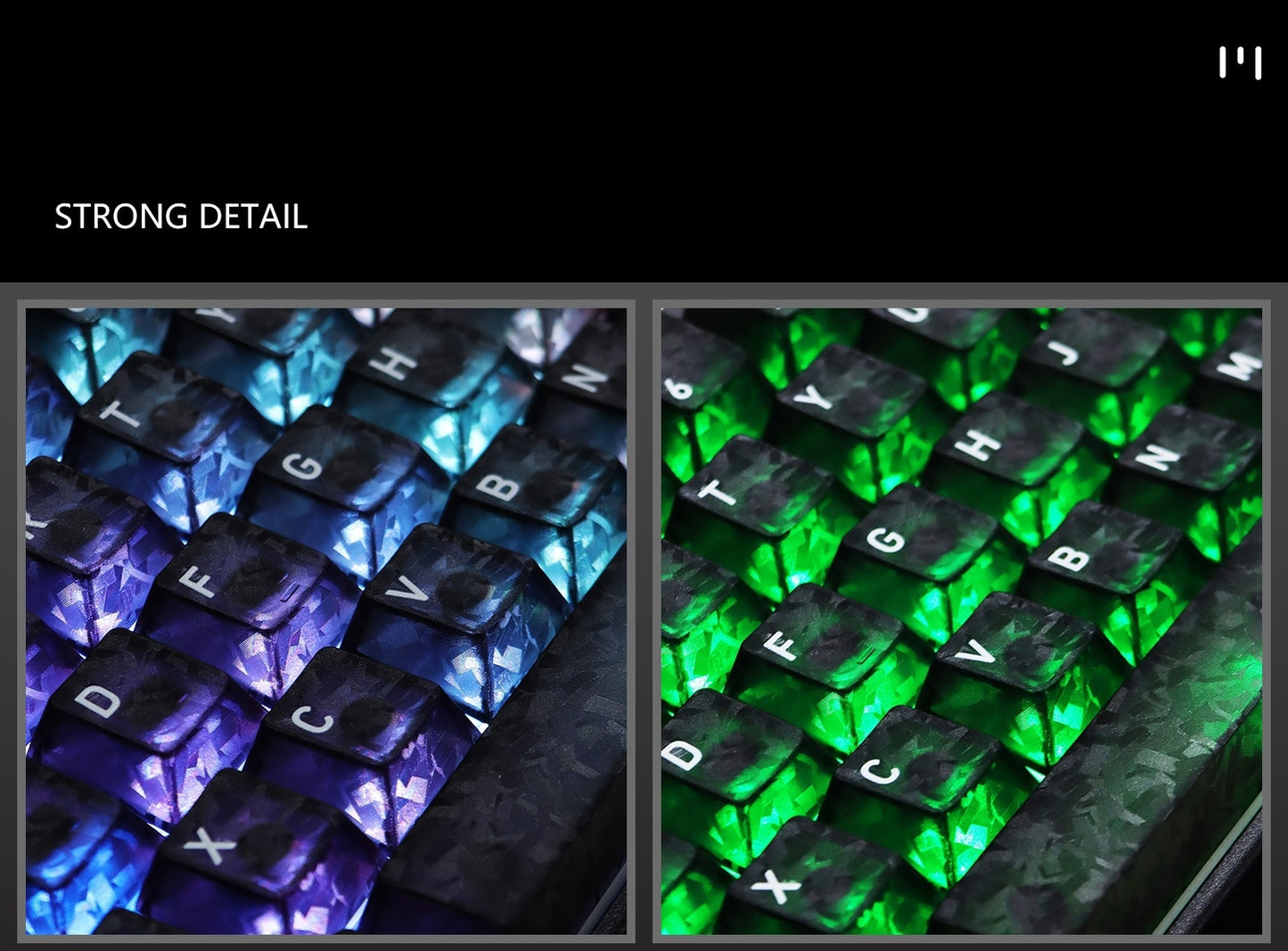 The Sword In Carbon Fiber Transparent Cherry Keycaps