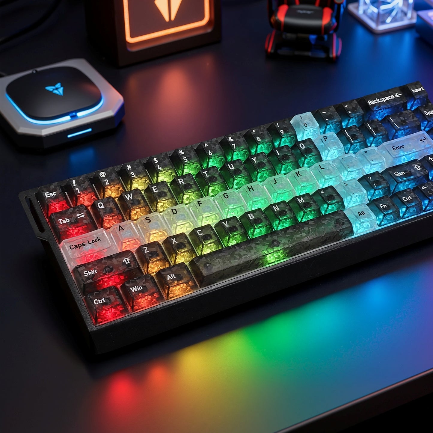 The Sword In Carbon Fiber Transparent Cherry Keycaps