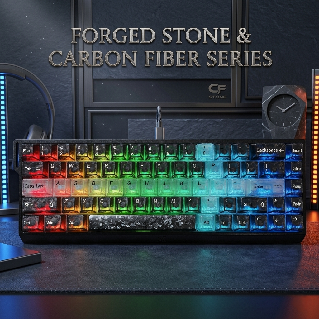 The Sword In Carbon Fiber Transparent Cherry Keycaps