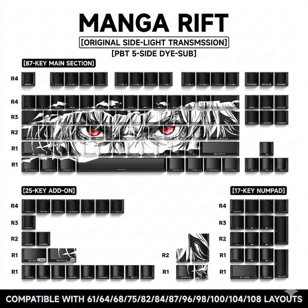 Tear Apart Comics Quality Side Backlit Cherry PBT Keycaps