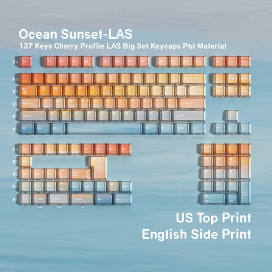 Ocean Sunset Prism Cherry Dual Legends Backlit Keycaps