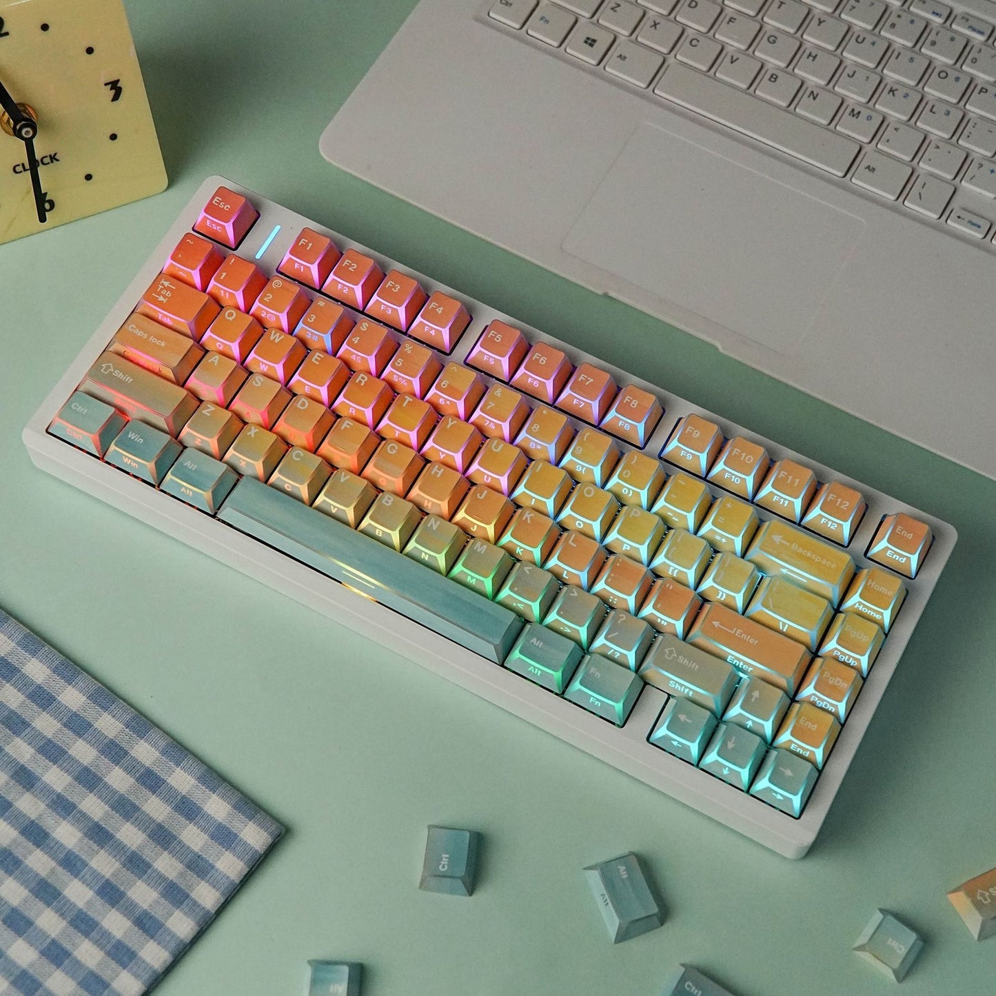 Ocean Sunset Prism Cherry Dual Legends Backlit Keycaps