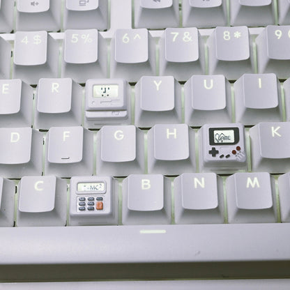 Retro Mini Gaming Pad Artisan Keycap With 3 Panels & 6 Cards Red White