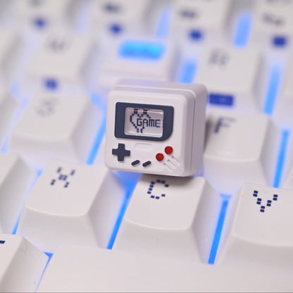 Retro Mini Gaming Pad Artisan Keycap With 3 Panels & 6 Cards Red White