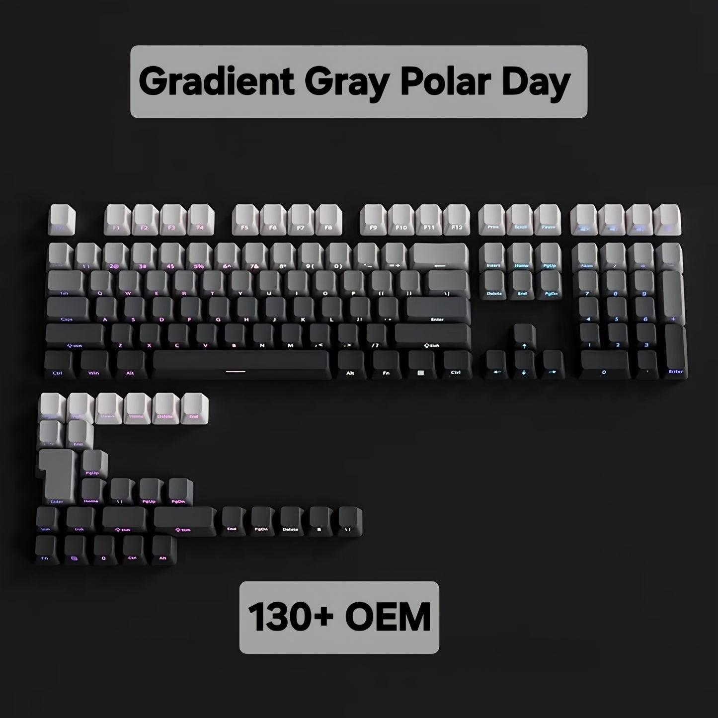 Gradient Gray Polar Day OEM Side Backlit Keycaps