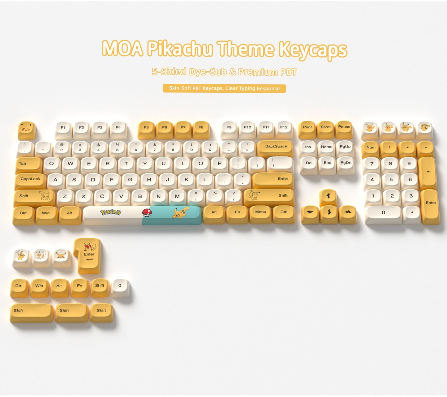 Pikachu Pokemon MOA PBT Keycaps