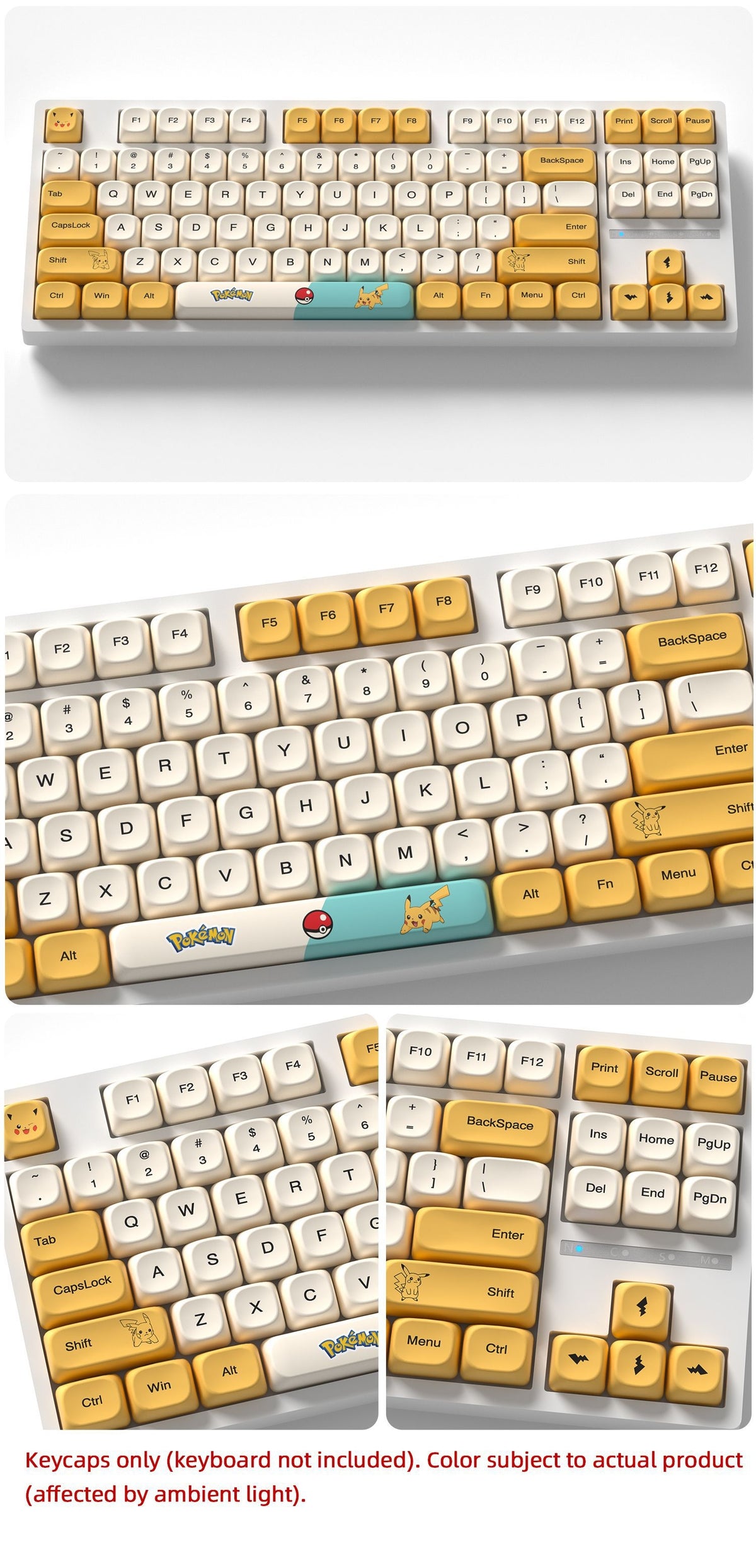 Pikachu Pokemon MOA PBT Keycaps
