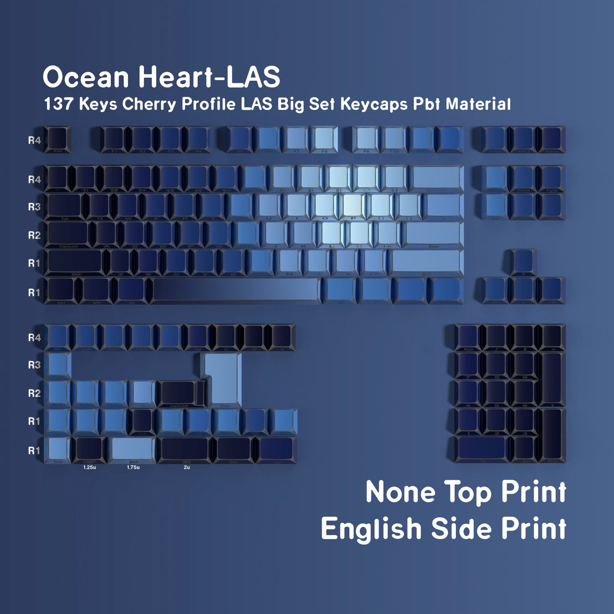 Ocean Heart Prism Relfection Dual Legends Shinethrough Keycaps
