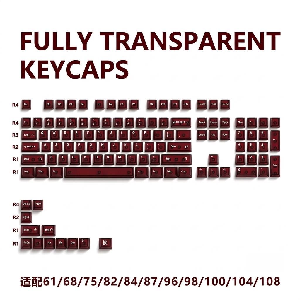 Ruby Crystal Transparent  1.7mm Thick Cherry Keycaps