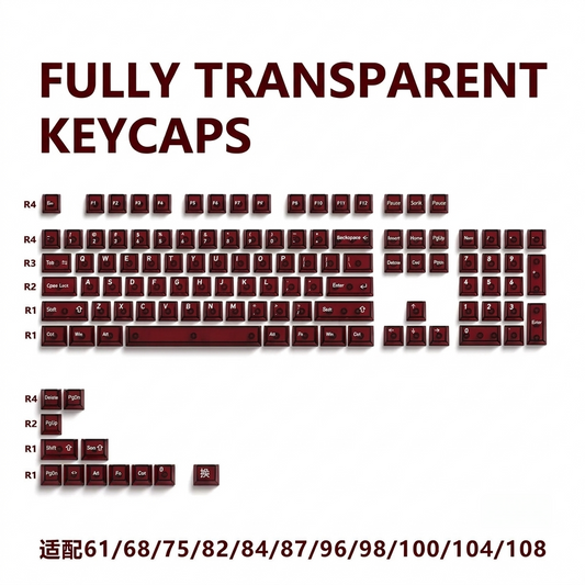 Ruby Crystal Transparent  1.7mm Thick Cherry Keycaps