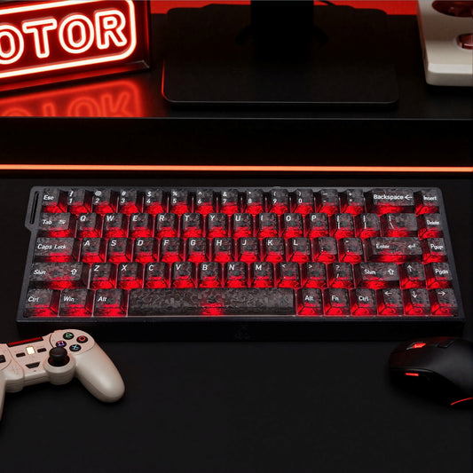 Black Carbon Fiber Texture Top Translucent Keycaps