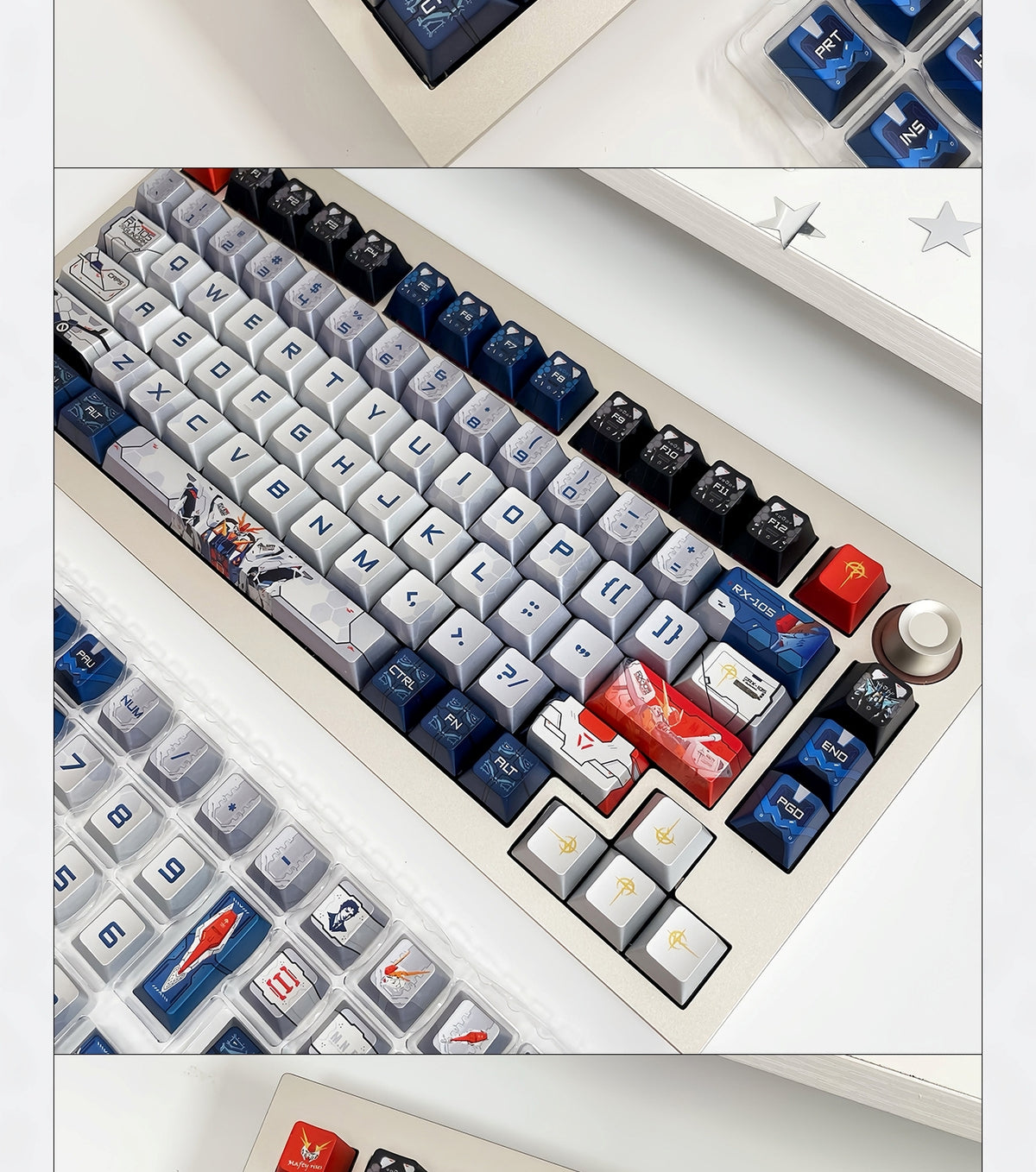 Kosei Gundam Quality Metallic Paint Cherry PBT Keycaps