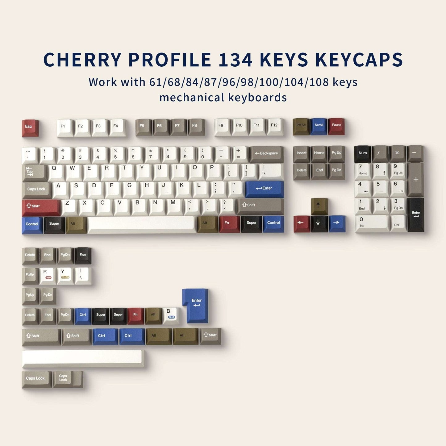 RETRO 100 PALETTE Cherry Profile Dye-Sub PBT Keycaps