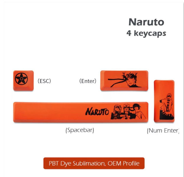 4 IN 1 Spacebar Enter Esc Dragon Ball / Doraemon / Onyoji Novelty Keycaps