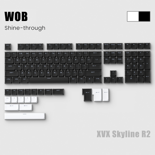 WOB Low Profile Shinethrough Skyline R2 Doubleshot PBT Keycaps