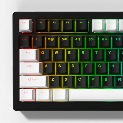 Backlit Black White Doubleshot PBT Shinethrough Keycaps