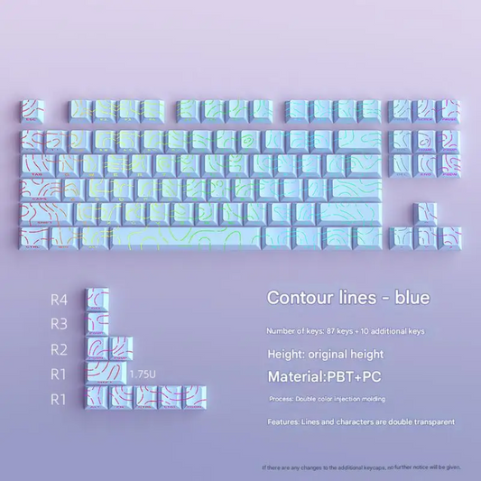 Pastel Blue Topography Line Crack Side Backlit Keycaps
