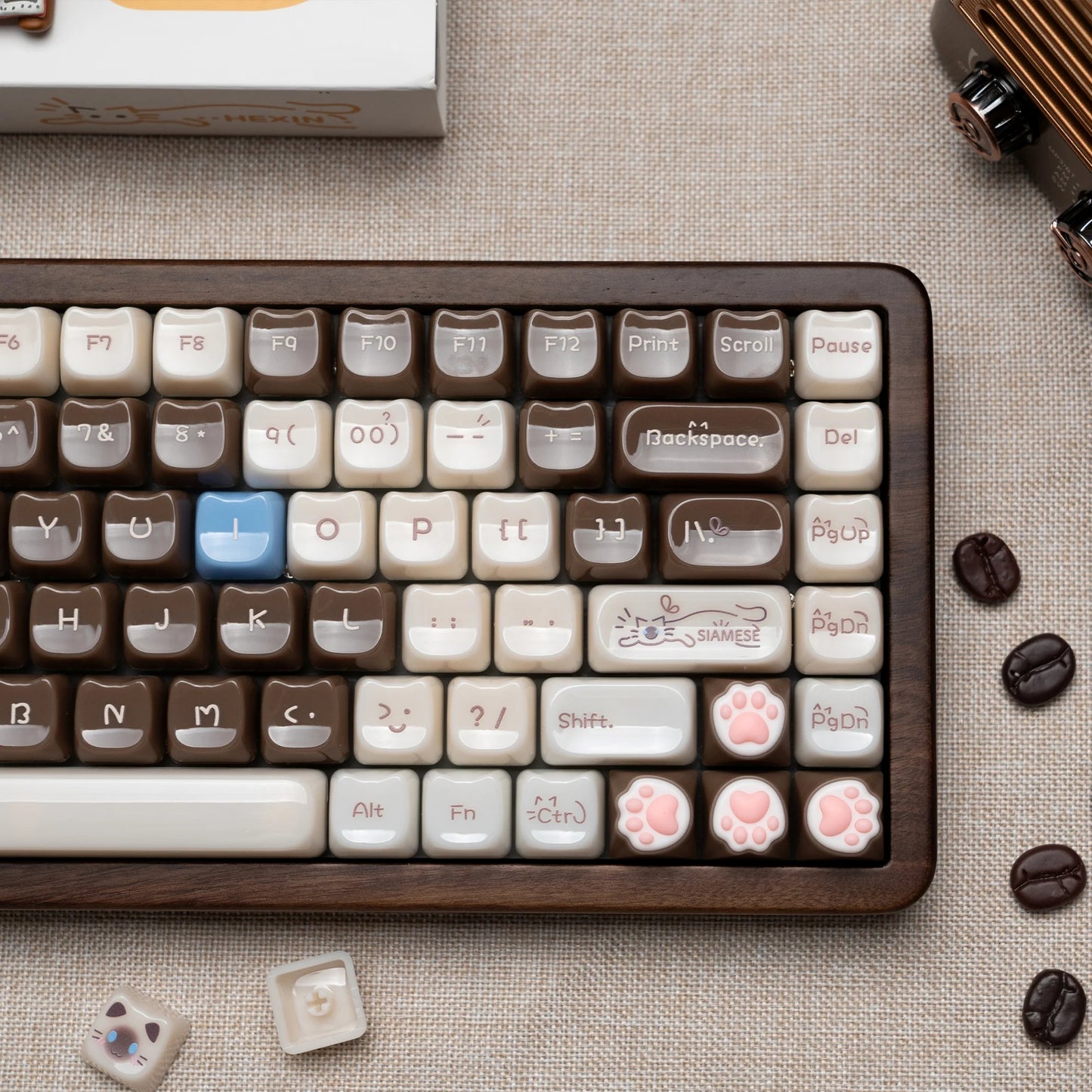 Jade Siamese Cat MAO Keycaps