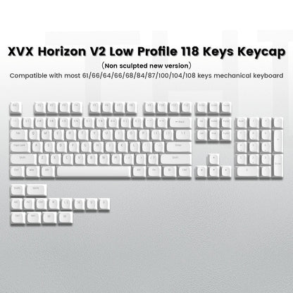 White Horizon Low Profile Backlit Doubleshot PBT Keycaps