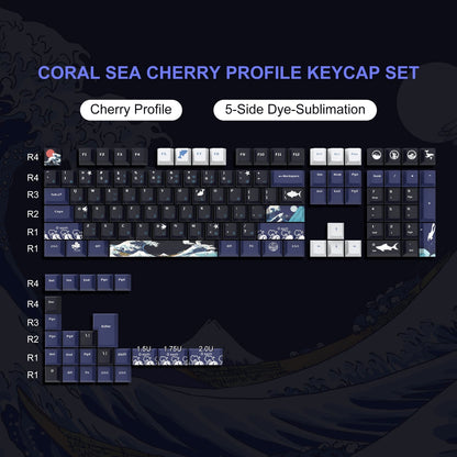 Womier Great Wave Of Kanagawa Japanese Premium Cherry PBT Extended keycaps