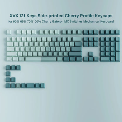 XVX Cyan Gradient X-Axis Series Side-Printed Cherry Profile Backlit Keycaps