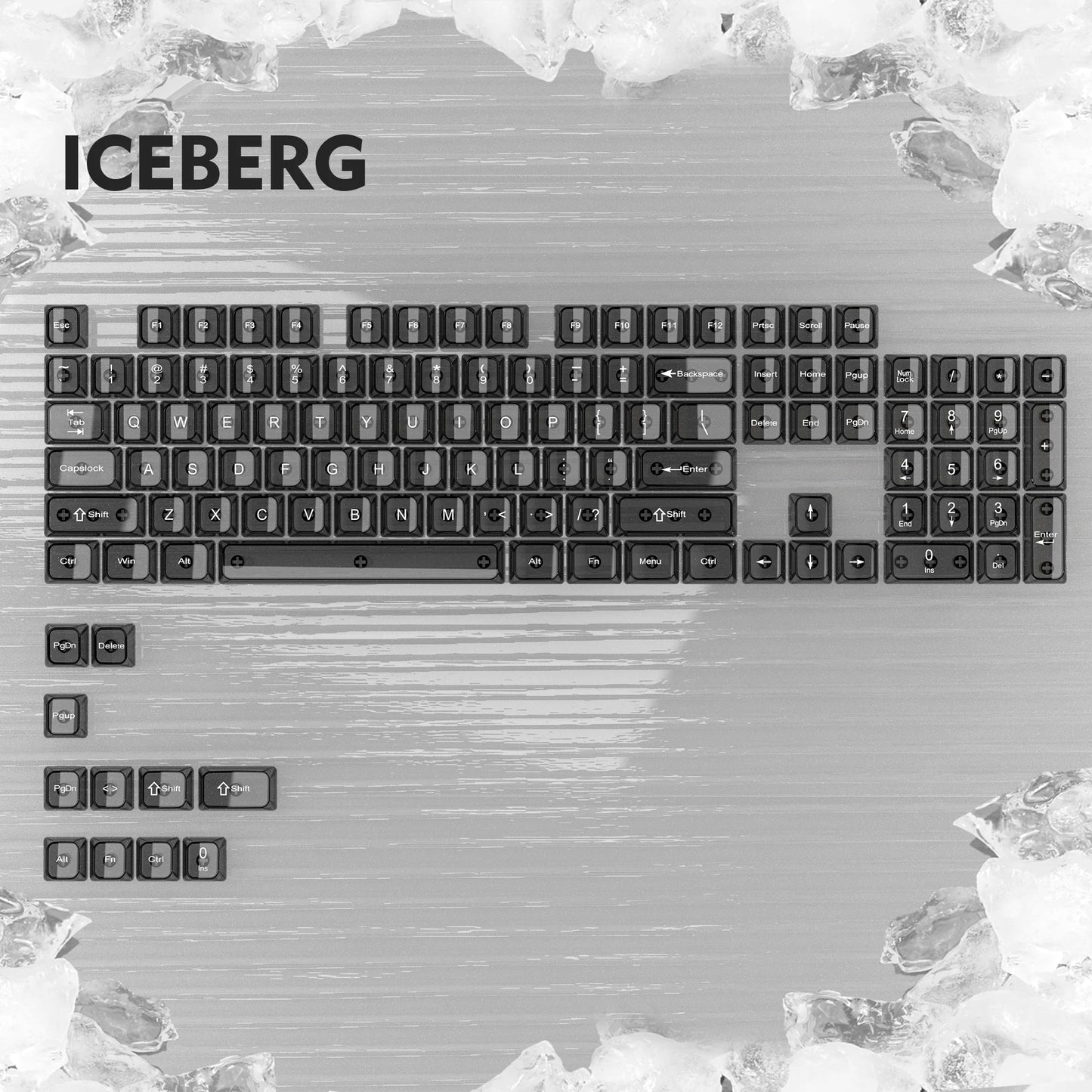 Black Iceberg MDA Profile Transparent PC Keycap