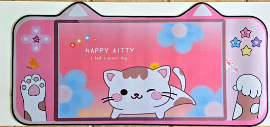 Cat Ear Shape Happy Kitty 800x400x4mm Deskmat